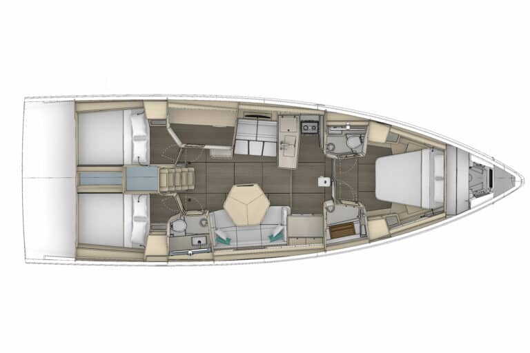 bateau voilier dufour 48 layout front 3cab