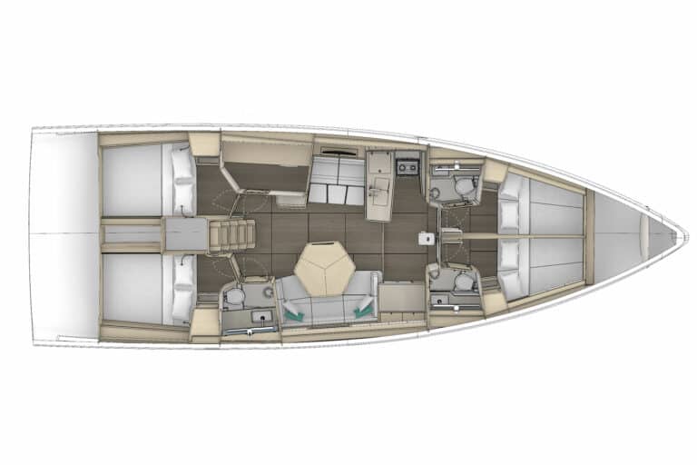 bateau voilier dufour 48 layout front 4cab