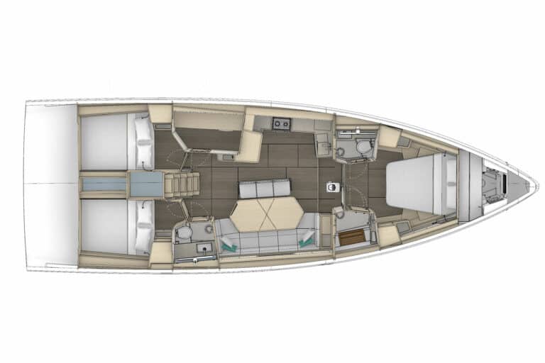 bateau voilier dufour 48 layout side 3cab