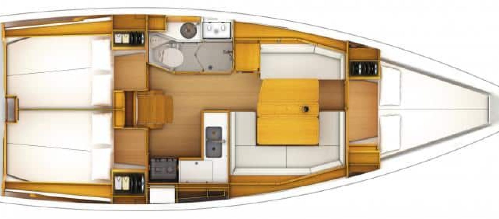 Sun Odyssey 379 plan 3 cabines